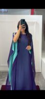 Elegant Two-Tone Chiffon Abaya – Free Size
