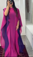 Elegant Two-Tone Chiffon Abaya – Free Size