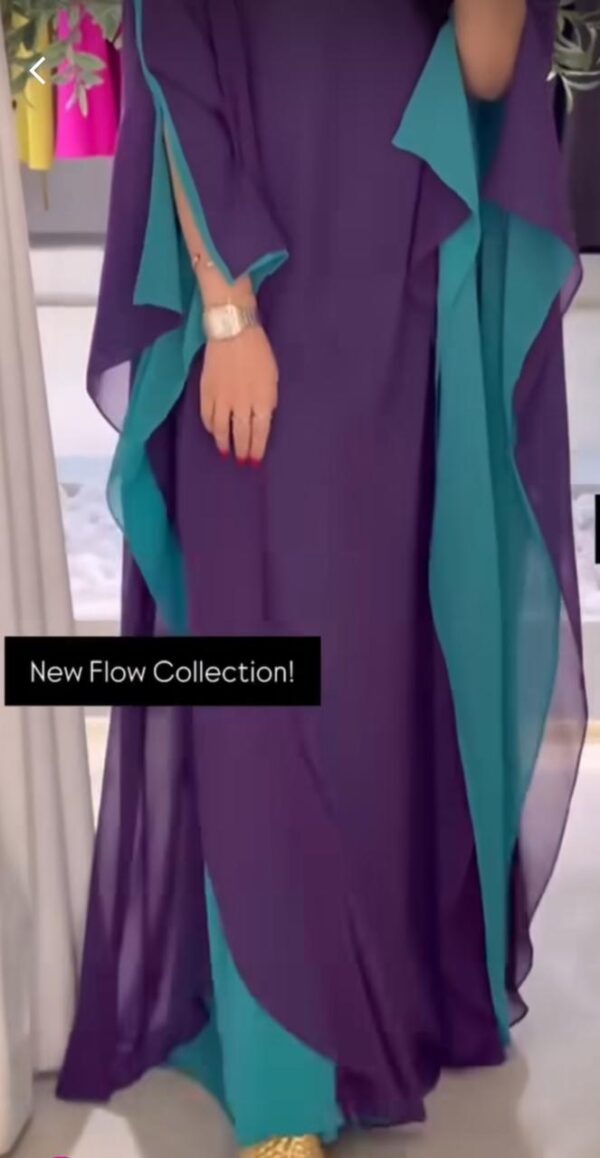 Elegant Two-Tone Chiffon Abaya – Free Size